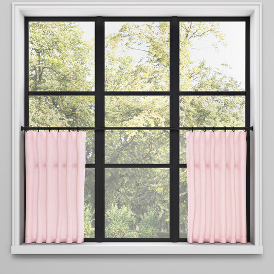 Convertible Pleat Cafe Curtain in Classic Linen - Blush