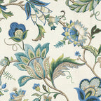 Convertible Pleat Cafe Curtain in Fleur de Leaf - True Blue