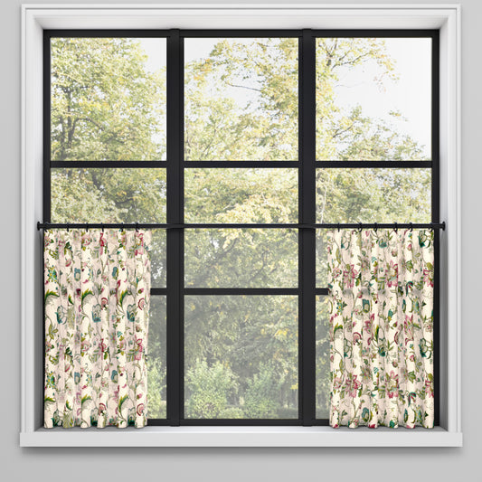 Convertible Pleat Cafe Curtain in Fleur de Leaf - Blossom