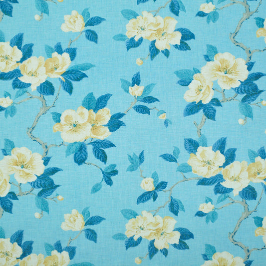 Flat Roman Shade in Grandma's Floral - Pale Blue
