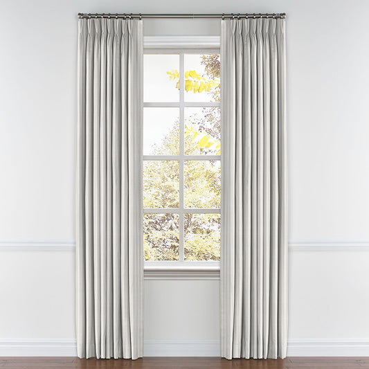 Pinch Pleat Drapery in Sand Dollar Stripes