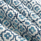 Euro Pleat Drapery in Positive Print - Azure