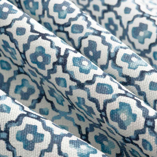 Flat Roman Shade in Positive Print - Azure