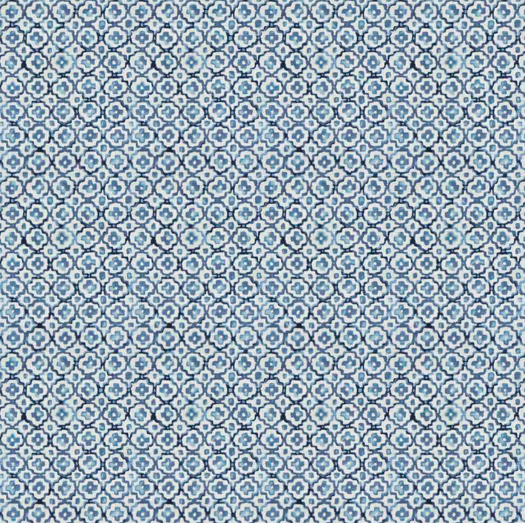 Pinch Pleat Drapery in Positive Print - Azure