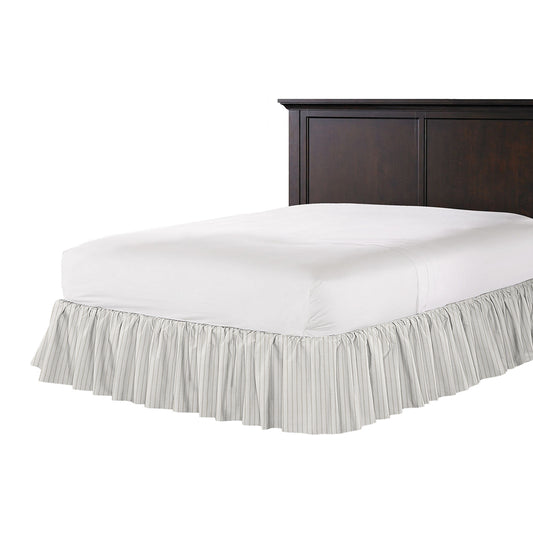 Ruffle Bedskirt in Sand Dollar Stripes