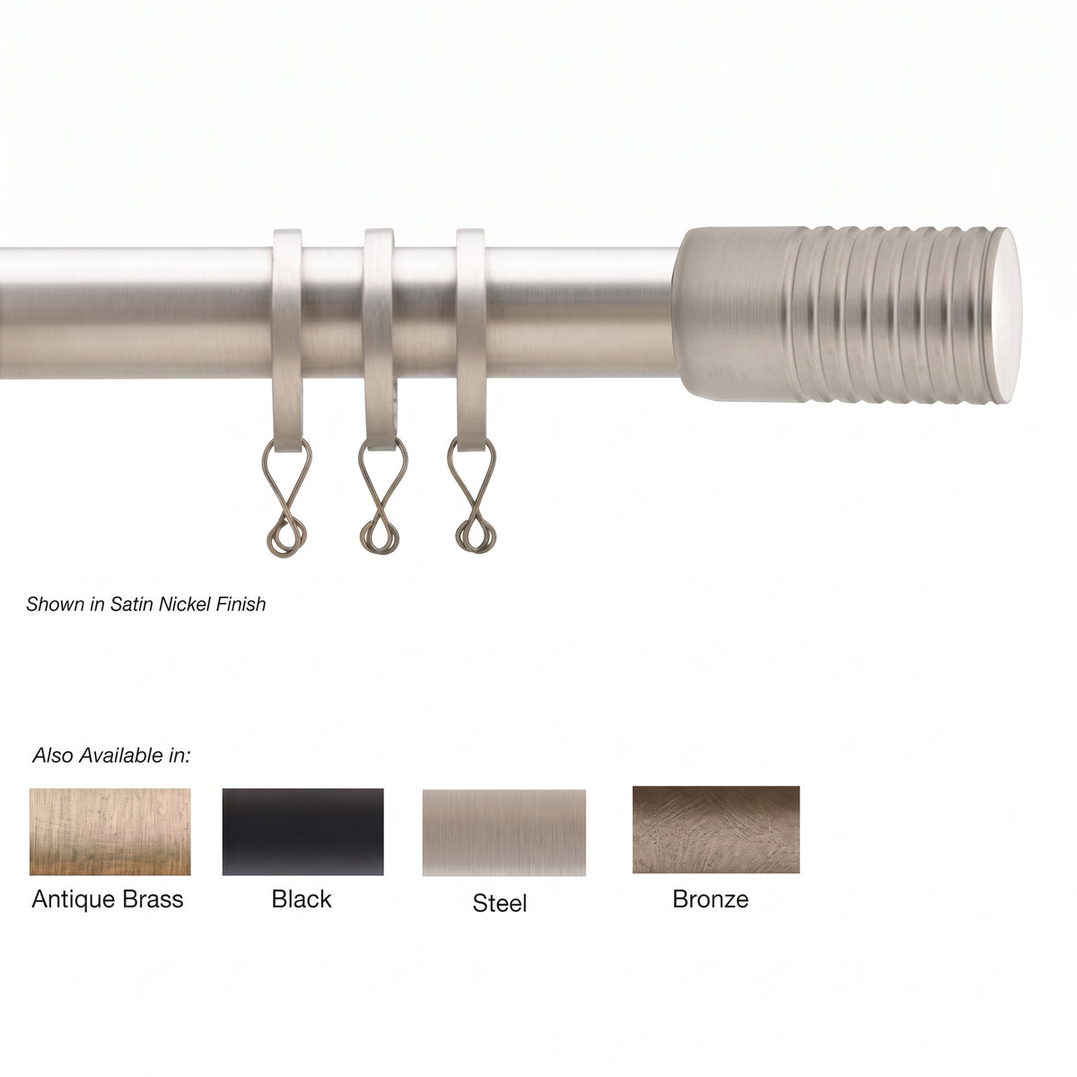 Newport Custom Cut Curtain Rod with Cylinder Finial