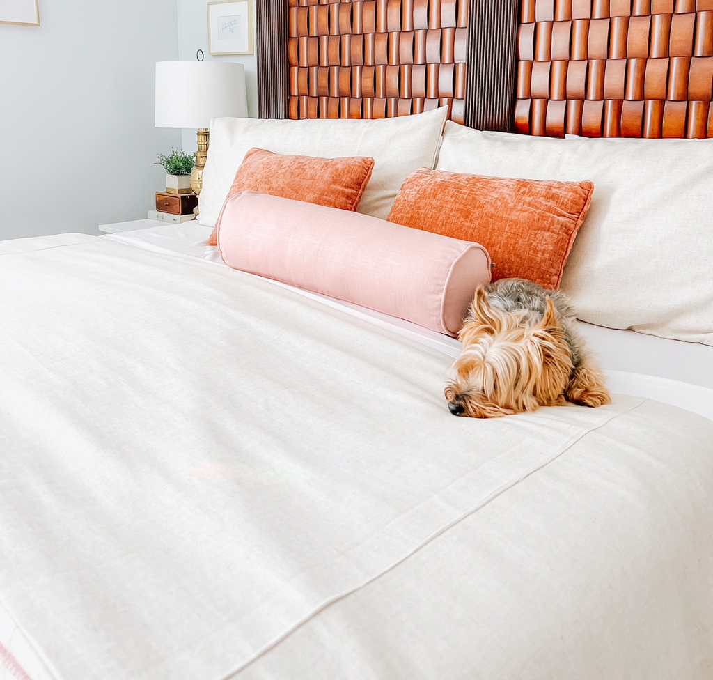 Bolster Pillow in Classic Linen - Blush