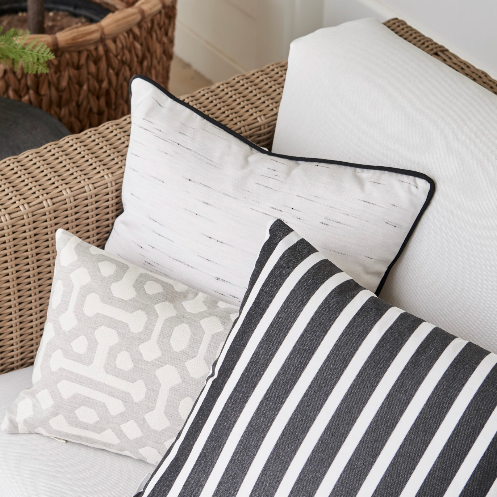 Outdoor Lumbar Pillow in Sunbrella® Fretwork Pewter – Loom Decor