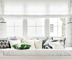 Flat Roman Shade in Classic Linen - White