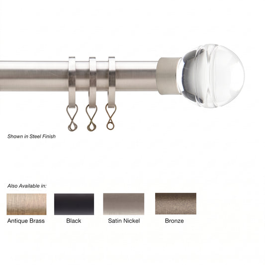 Newport Custom Cut Curtain Rod with Acrylic Finial