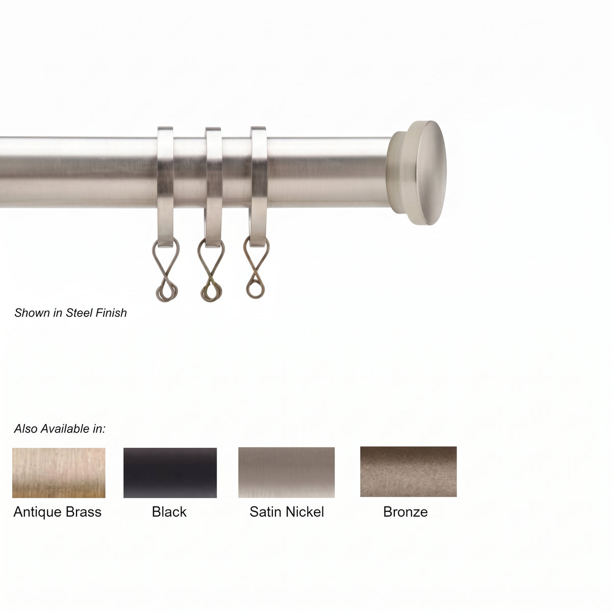 Newport Custom Cut Curtain Rod with Tapa Finial
