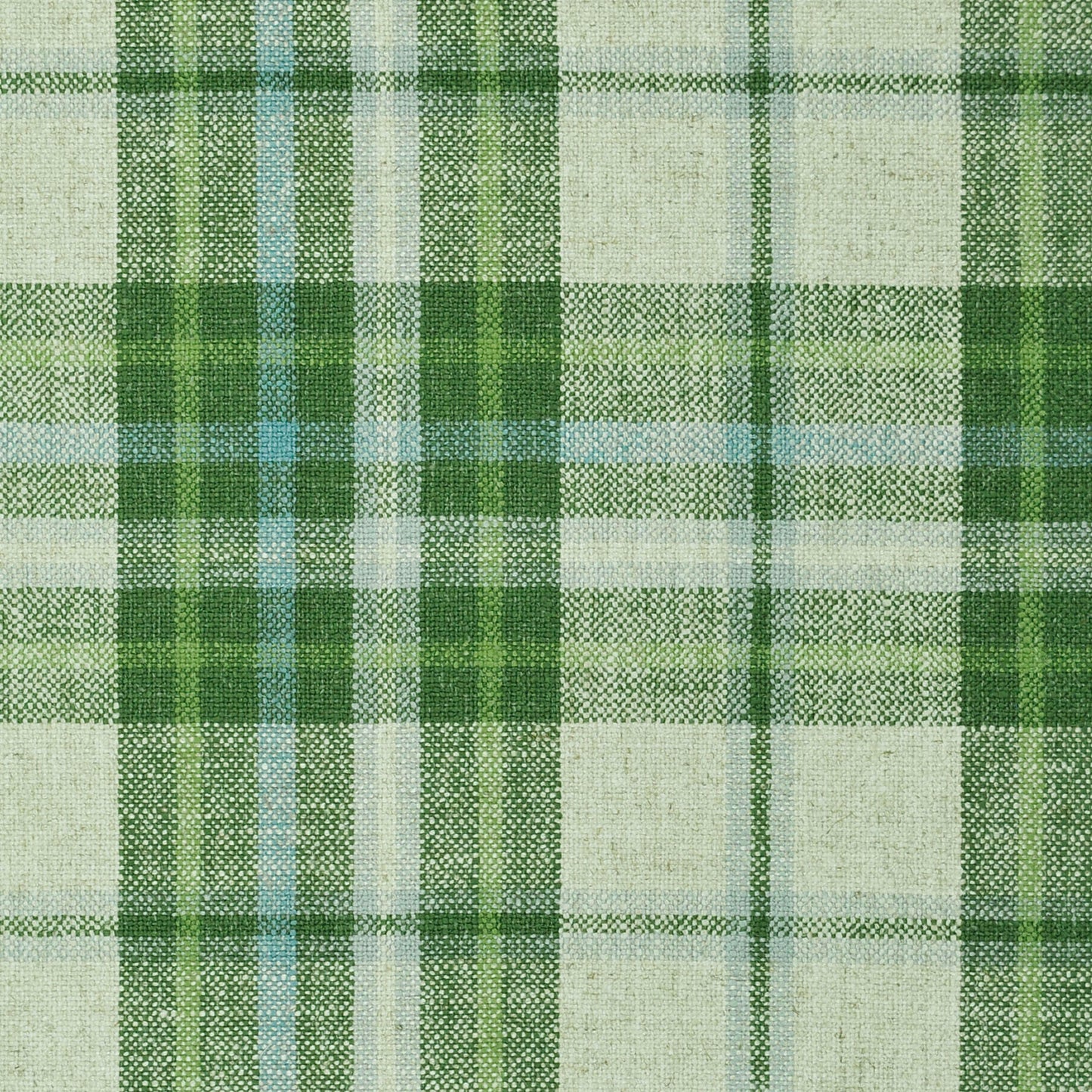 Flat Roman Shade in Summer Plaid - Green Apple