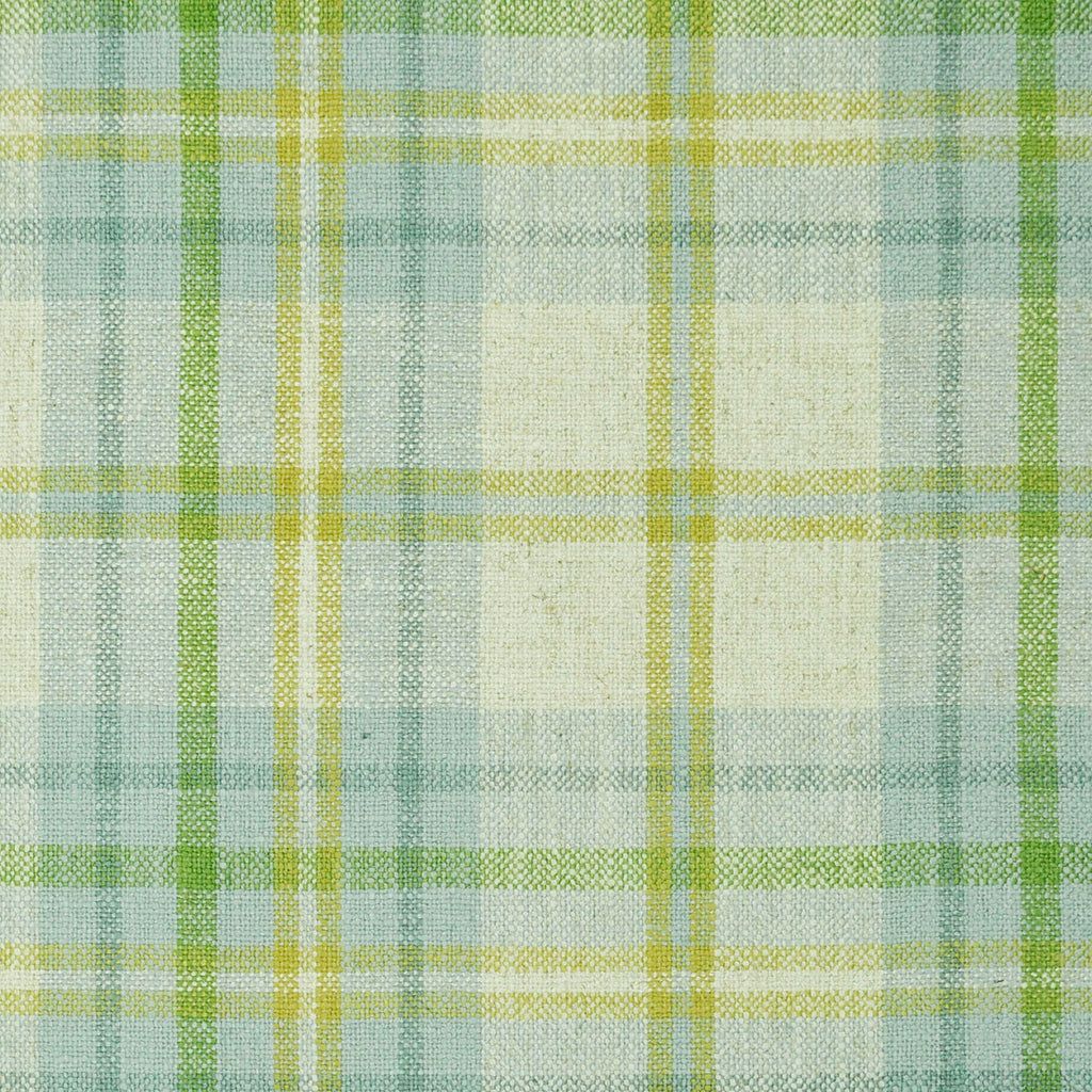 Euro Pleat Drapery in Summer Plaid - Seaglass
