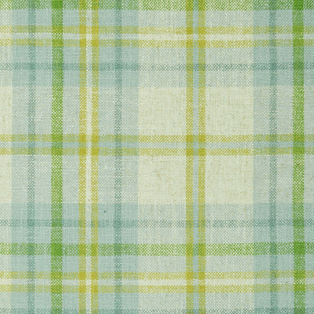 Flat Roman Shade in Summer Plaid - Seaglass