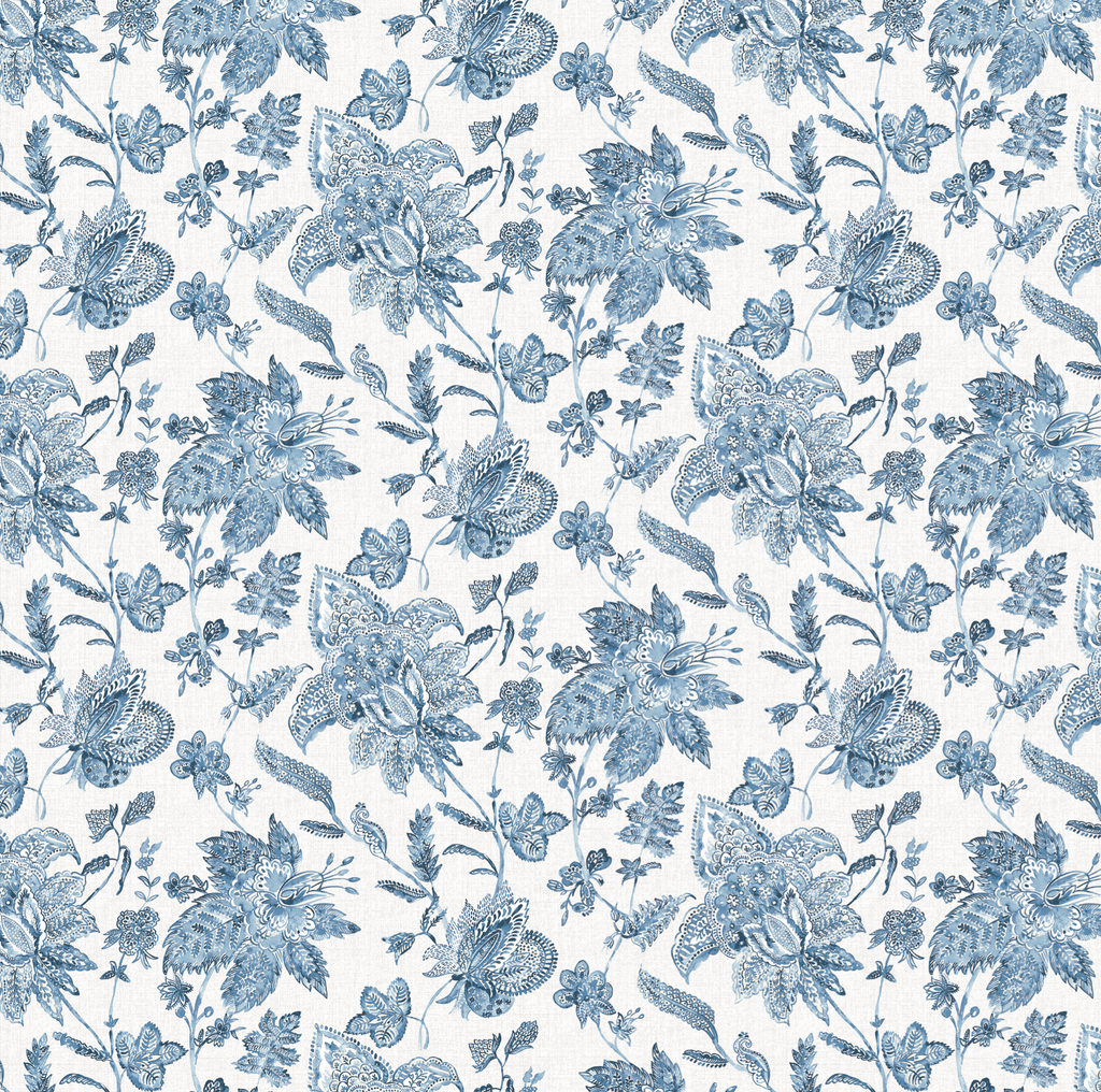 Pinch Pleat Drapery in Toile - Blue Skies