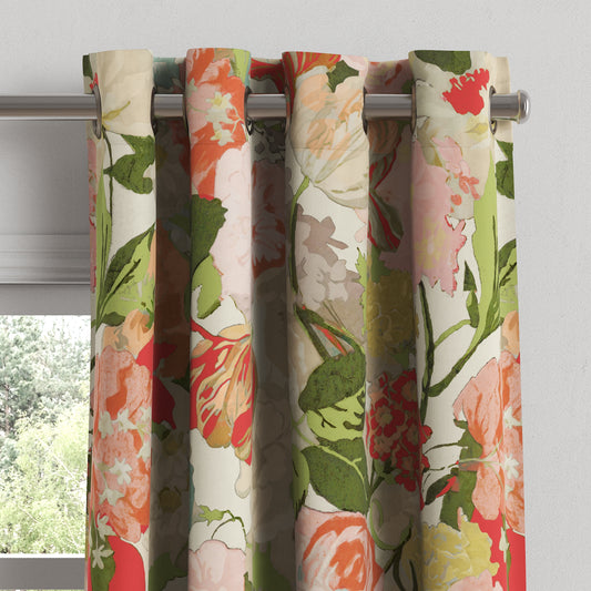 Grommet Drapery in Garden Tea Time - Pink
