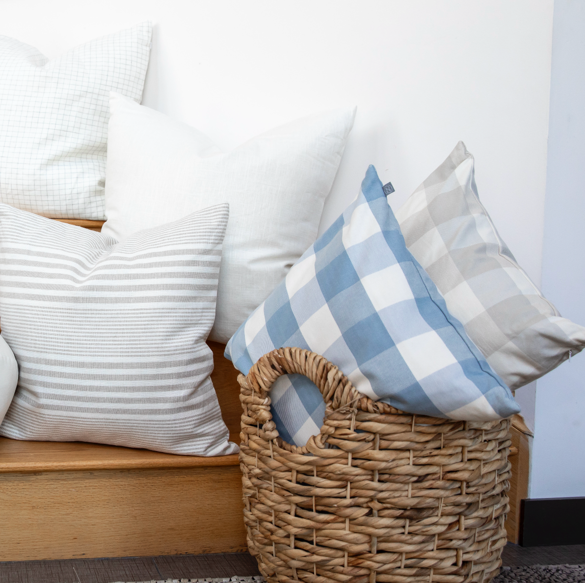 Custom Bench Cushion in Foxy Plaid Harbor