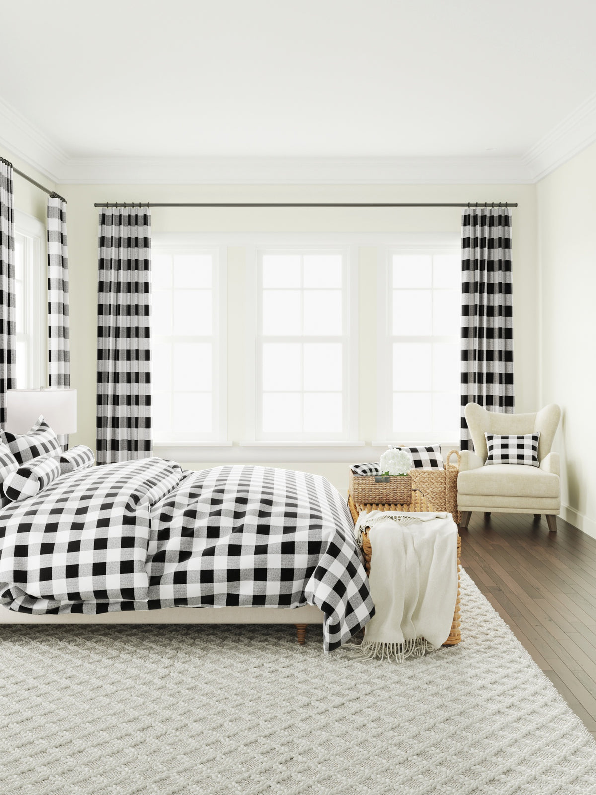 Simple Floor Pillow in Buffalo Check - Black