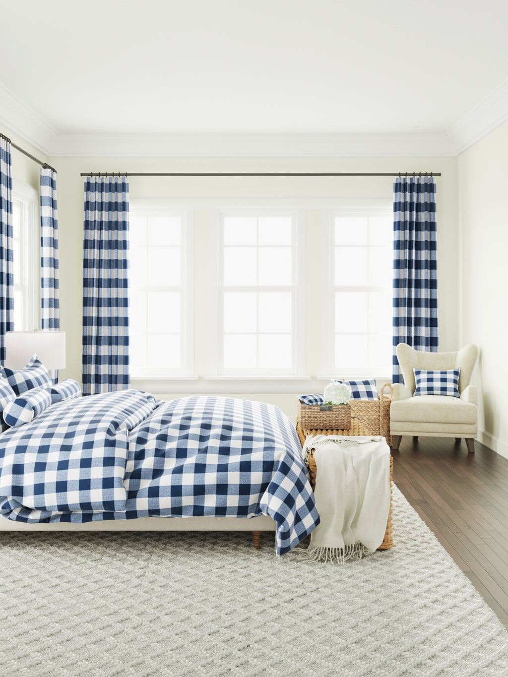 Large Lumbar Pillow in Buffalo Check - Navy