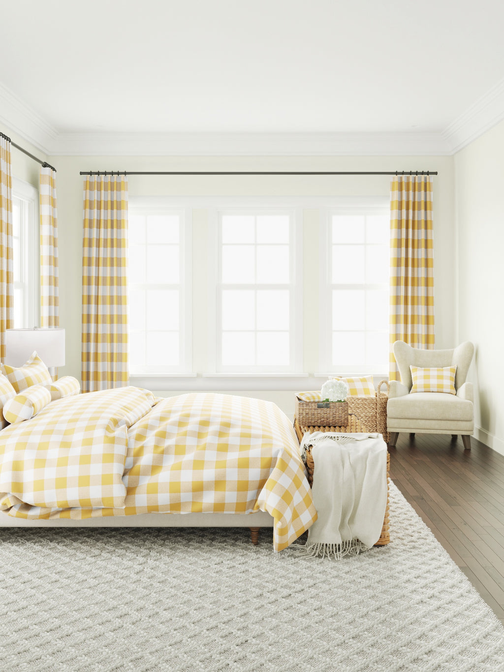 Simple Floor Pillow in Buffalo Check - Sunny