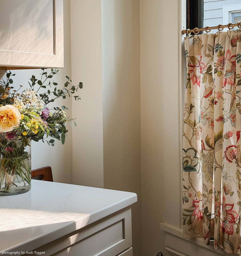 Pinch Pleat Cafe Curtains in Fleur de Leaf - Blossom