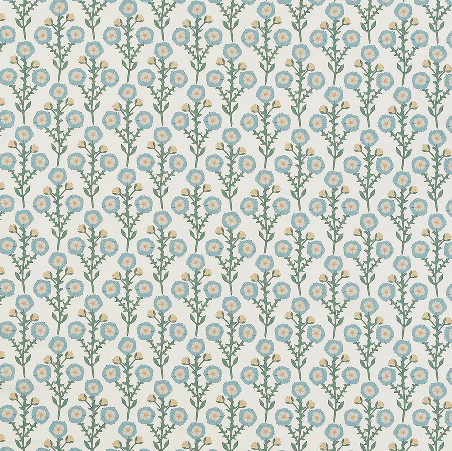 Large Lumbar Pillow in Cottage Flowers - Cool Blue