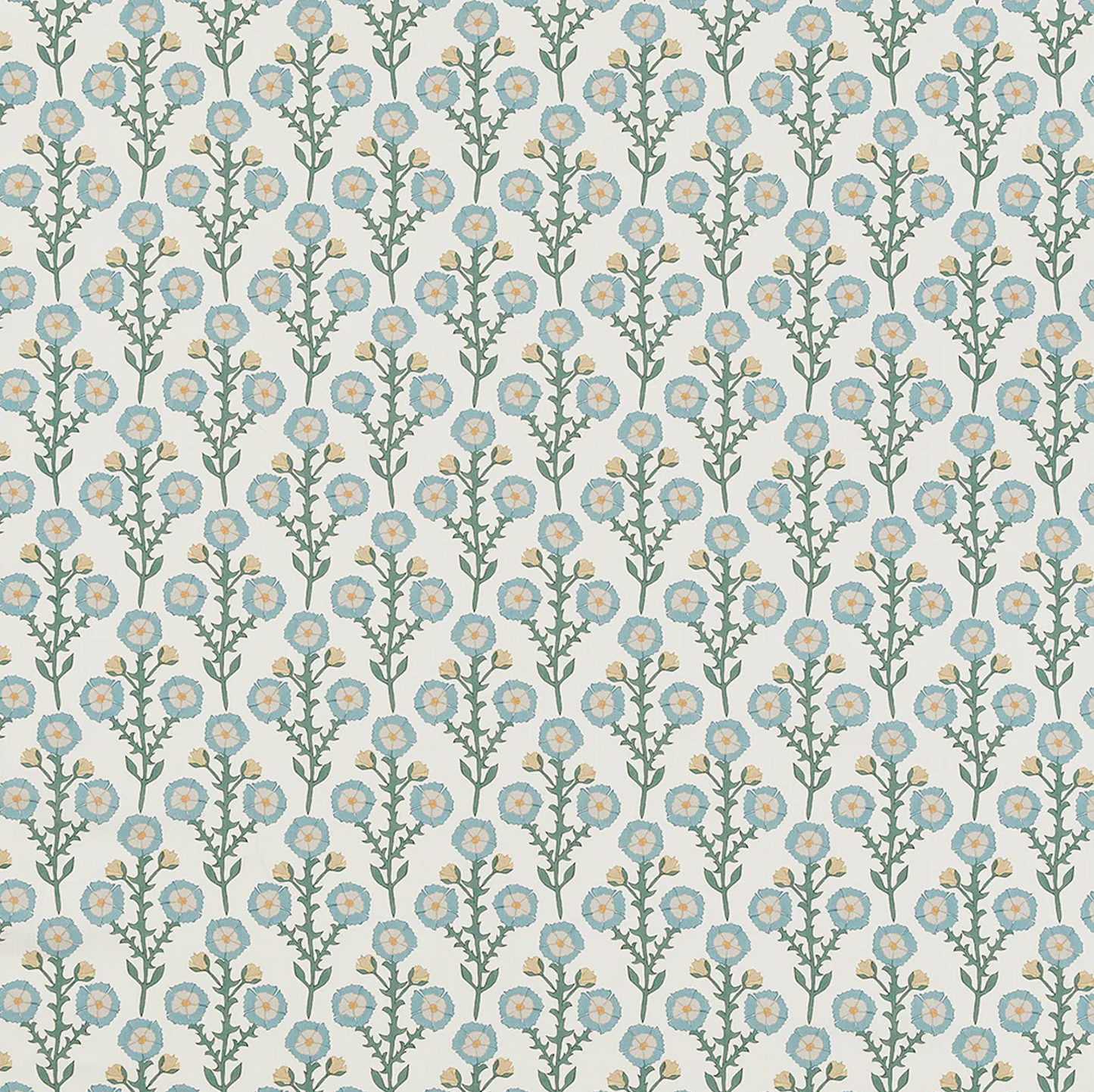 Custom Bench Cushion in Cottage Flowers - Cool Blue