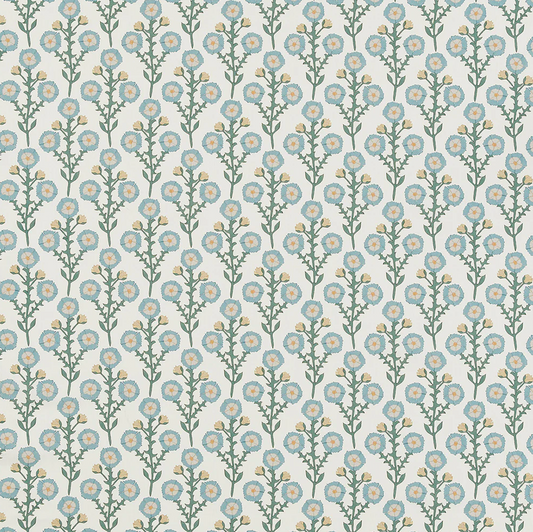 Custom Bench Cushion in Cottage Flowers - Cool Blue