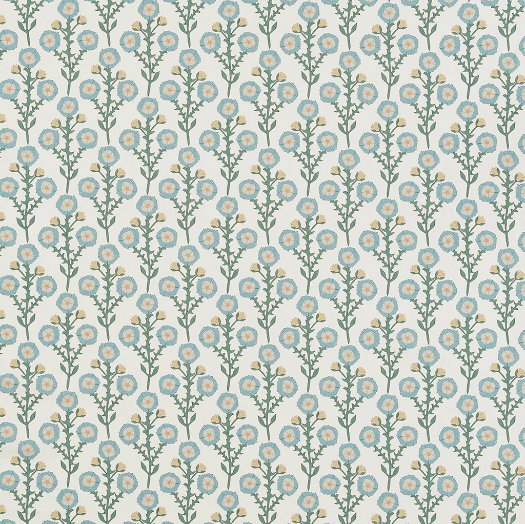 Flat Roman Shade in Cottage Flowers - Cool Blue