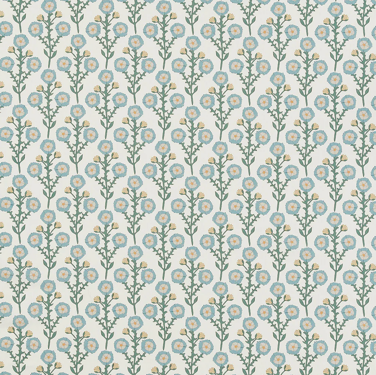 Flat Roman Shade in Cottage Flowers - Cool Blue