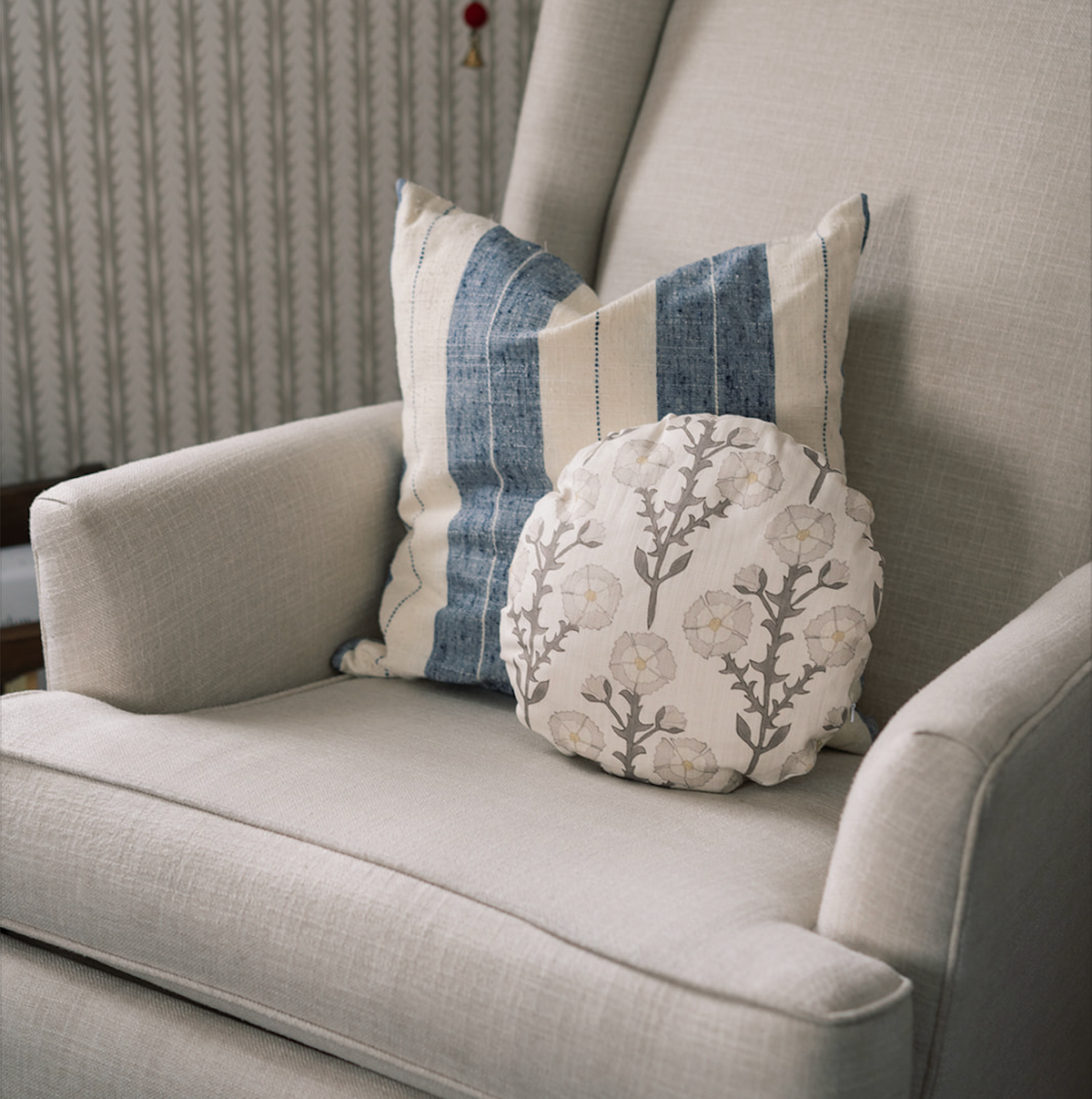 Custom Bench Cushion in Cottage Flowers - Vanilla