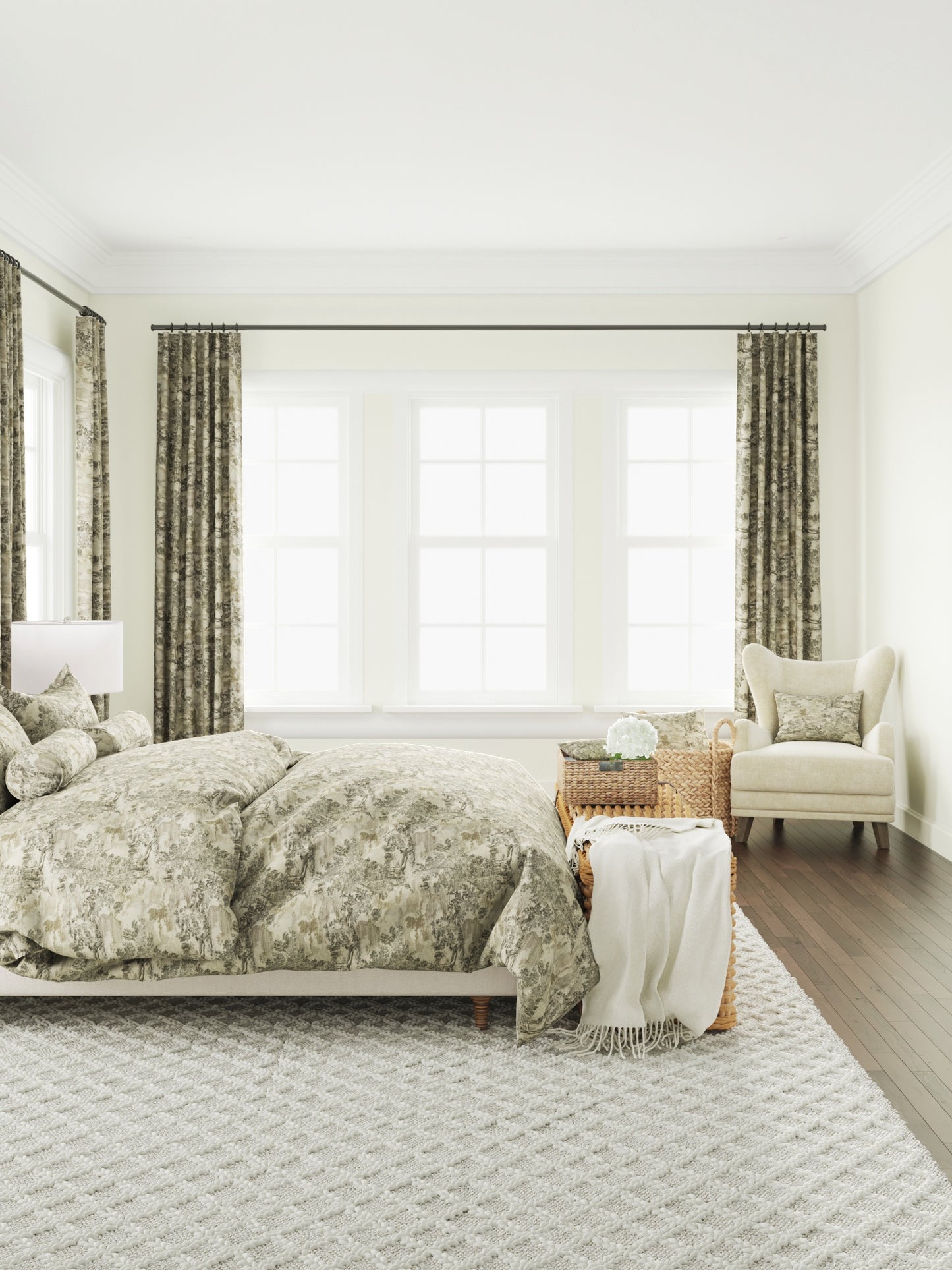 Ruffle Bedskirt in Country Toile - Onyx