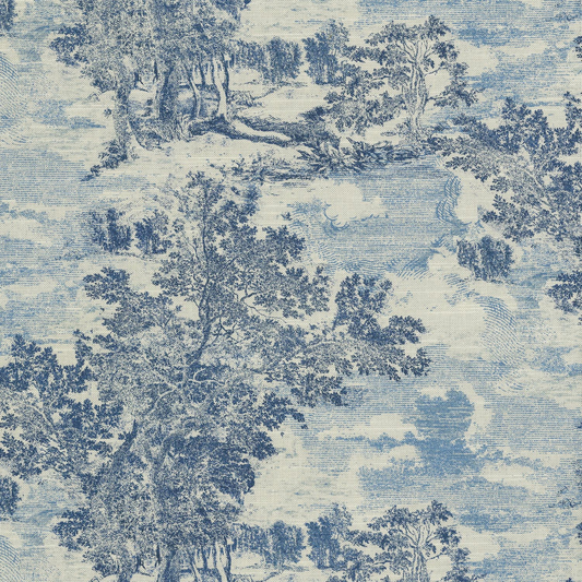 Custom Bench Cushion in Country Toile - Sapphire