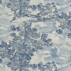 Pinch Pleat Drapery in Country Toile - Sapphire
