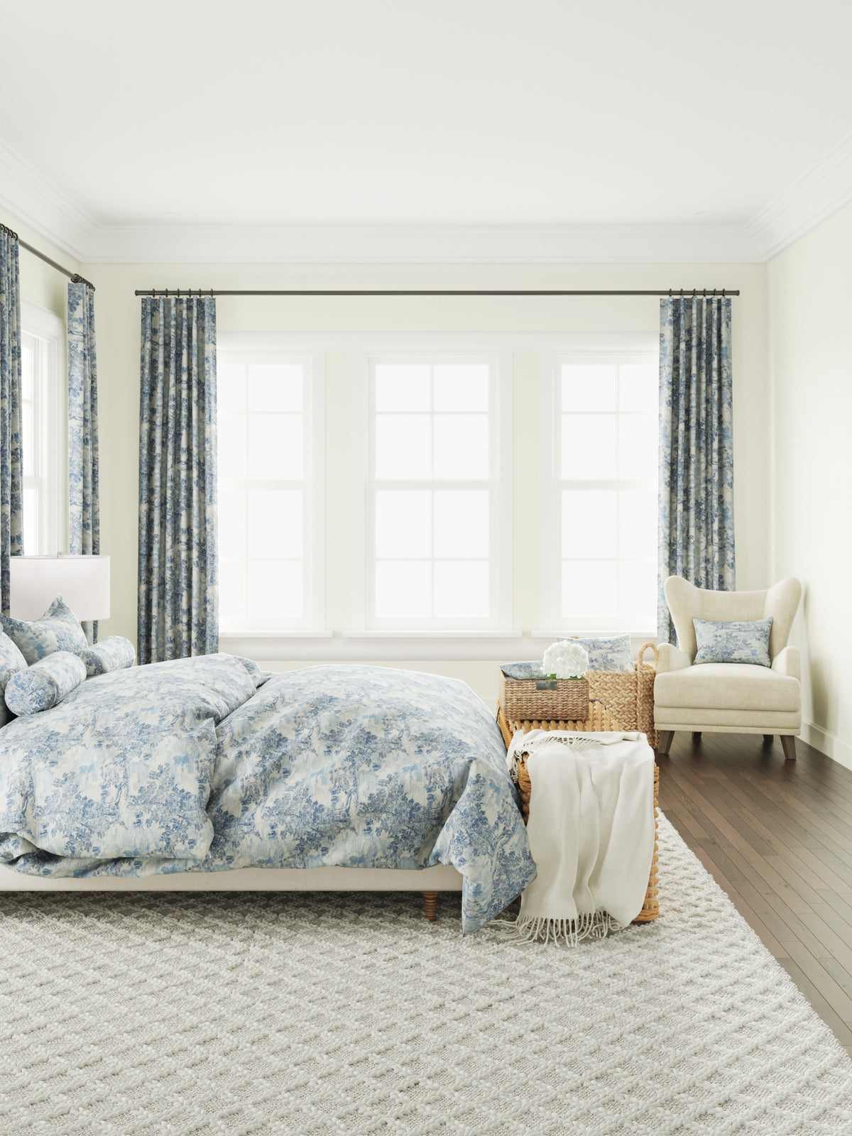 Convertible Drapery in Country Toile - Sapphire