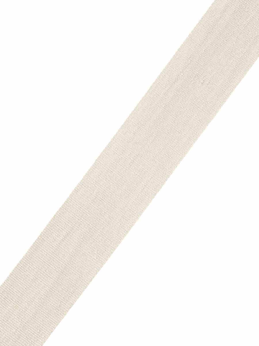 Flat Roman Shade in White Linen with Cream Trim
