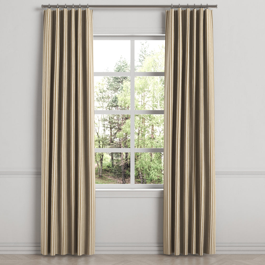 Convertible Drapery in Little White Line - Cognac