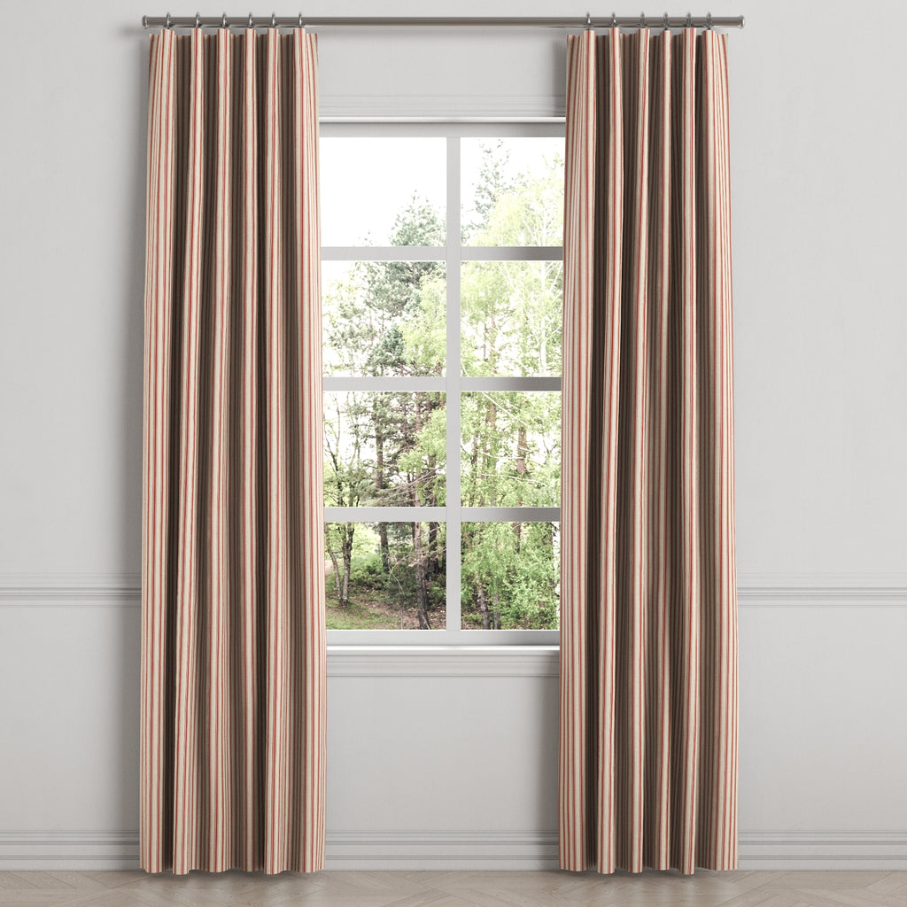 Convertible Drapery in Little White Line - Red
