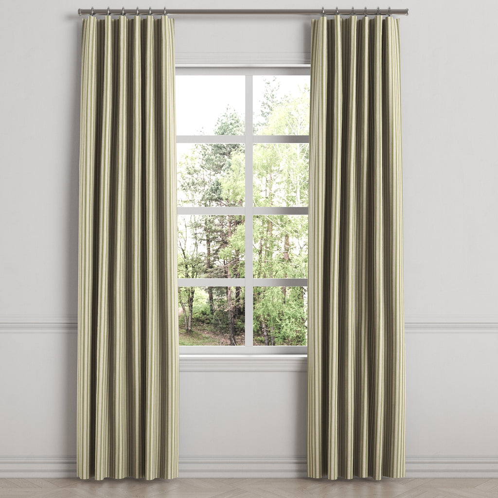 Convertible Drapery in Little White Line - Sage