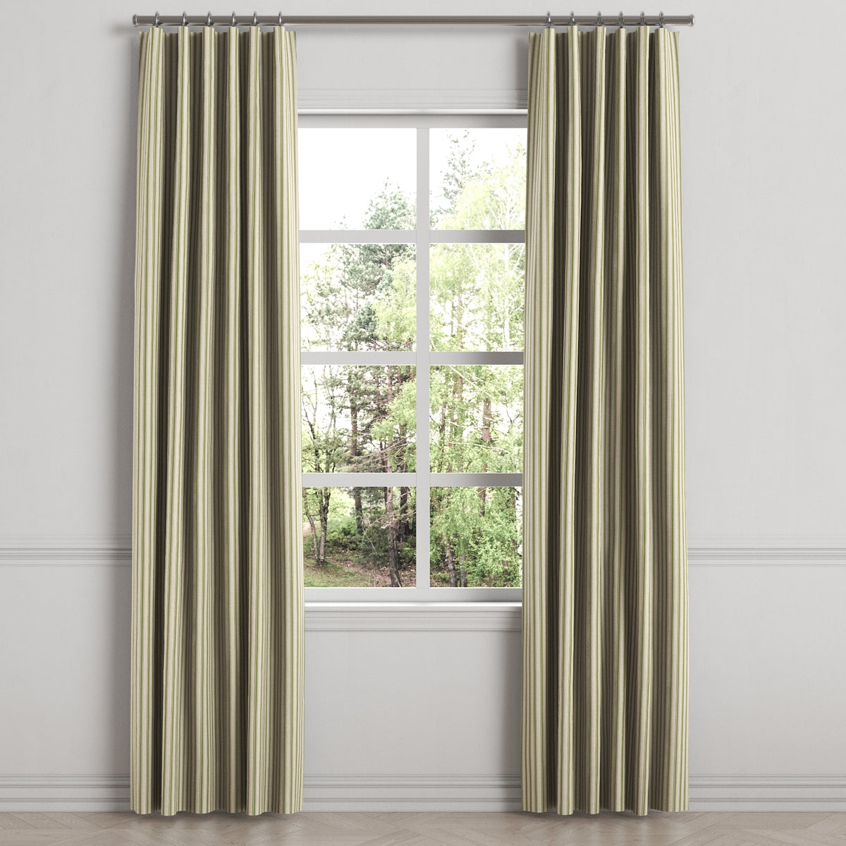 Convertible Drapery in Little White Line - Sage