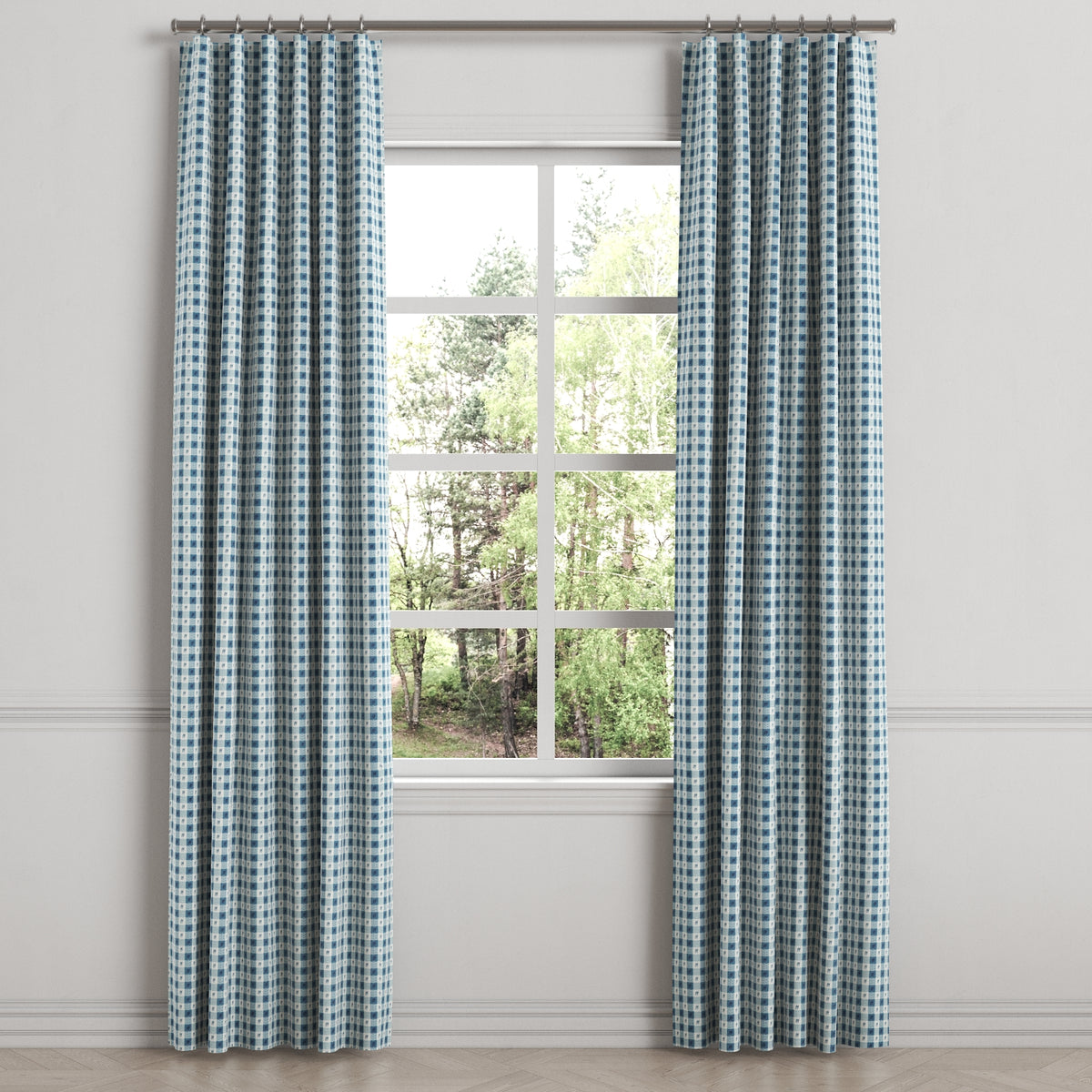 Convertible Drapery in Luxe Gingham - Chambray