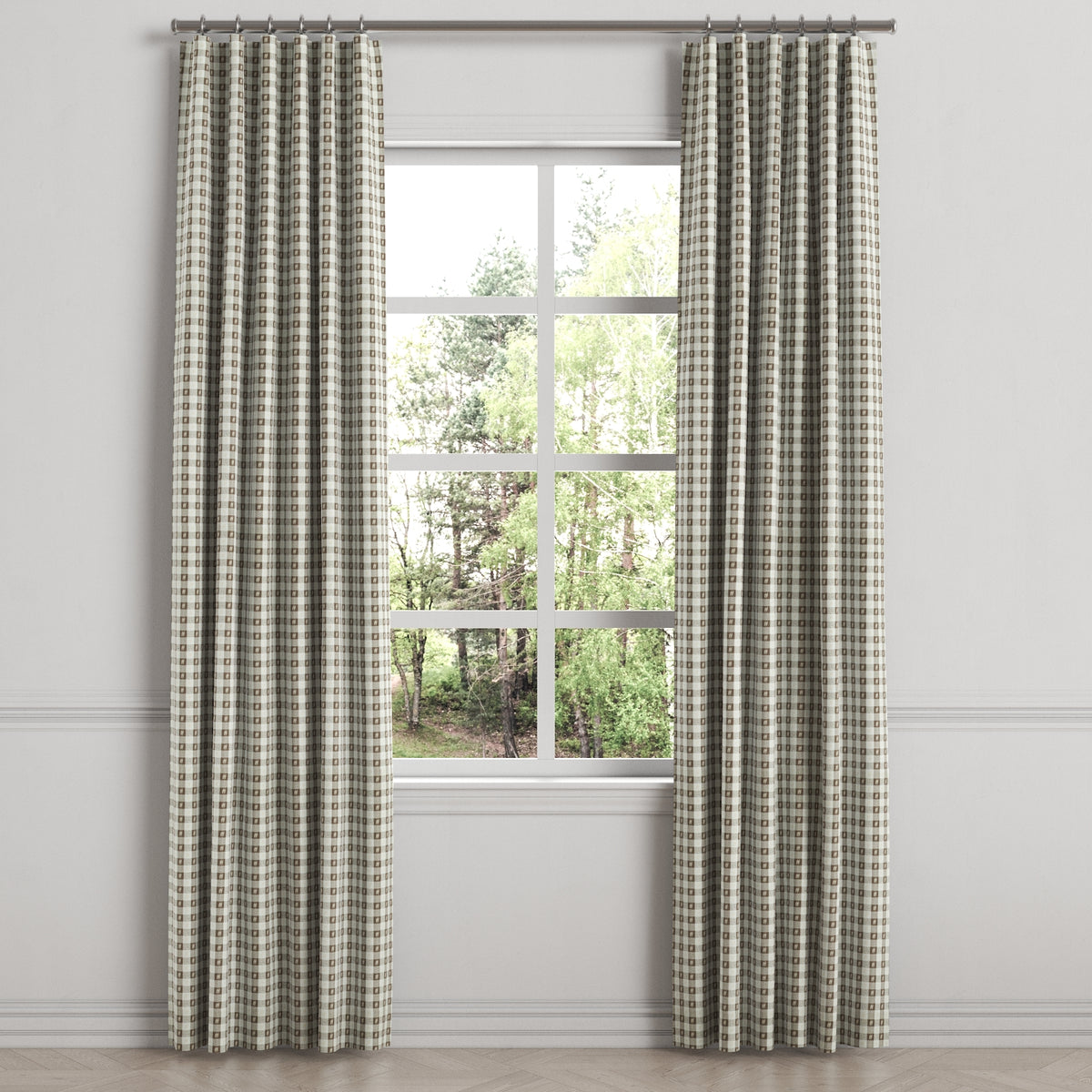 Convertible Drapery in Luxe Gingham - Chocolate