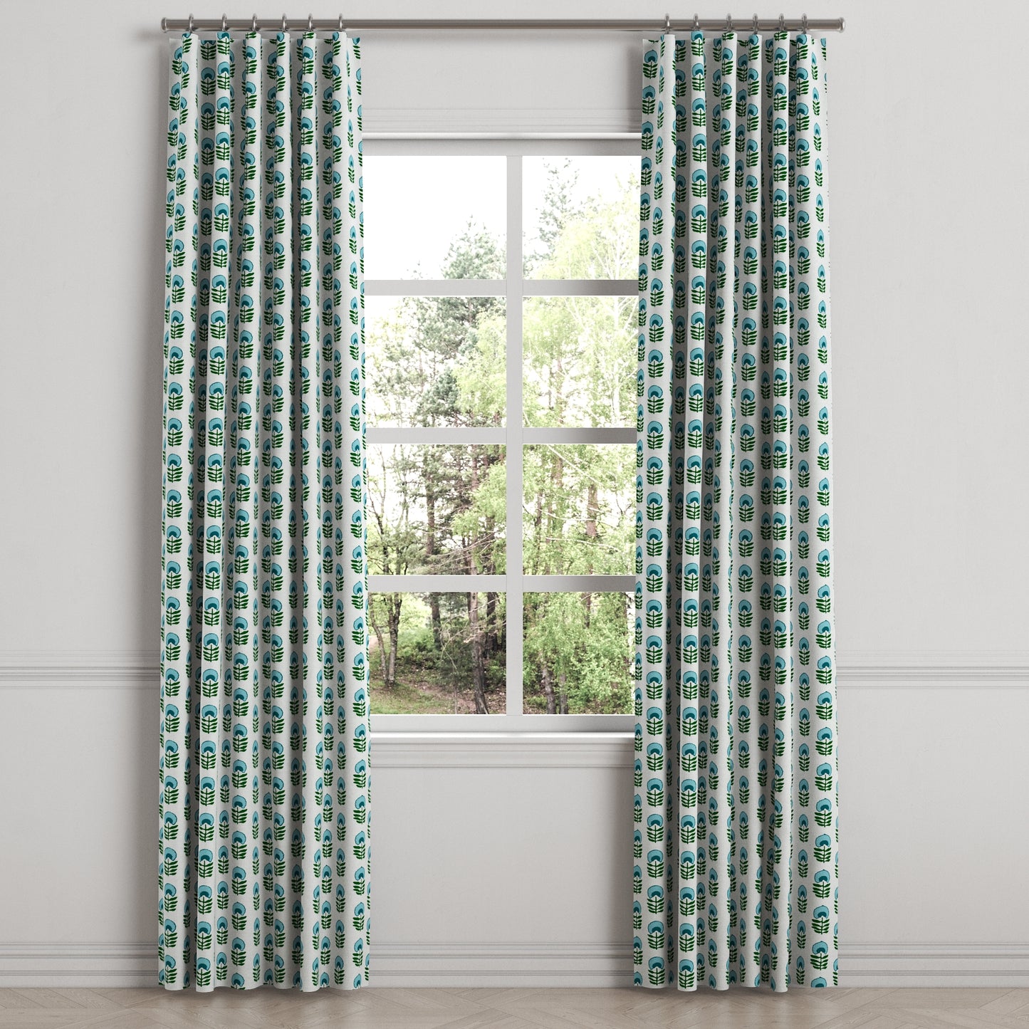 Convertible Drapery in Mini Florals - Mountain Teal