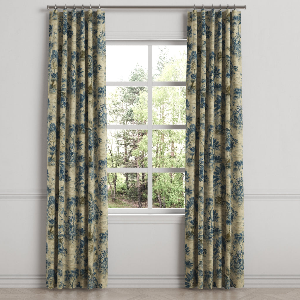 Convertible Drapery in Tropical Toile - Lagoon