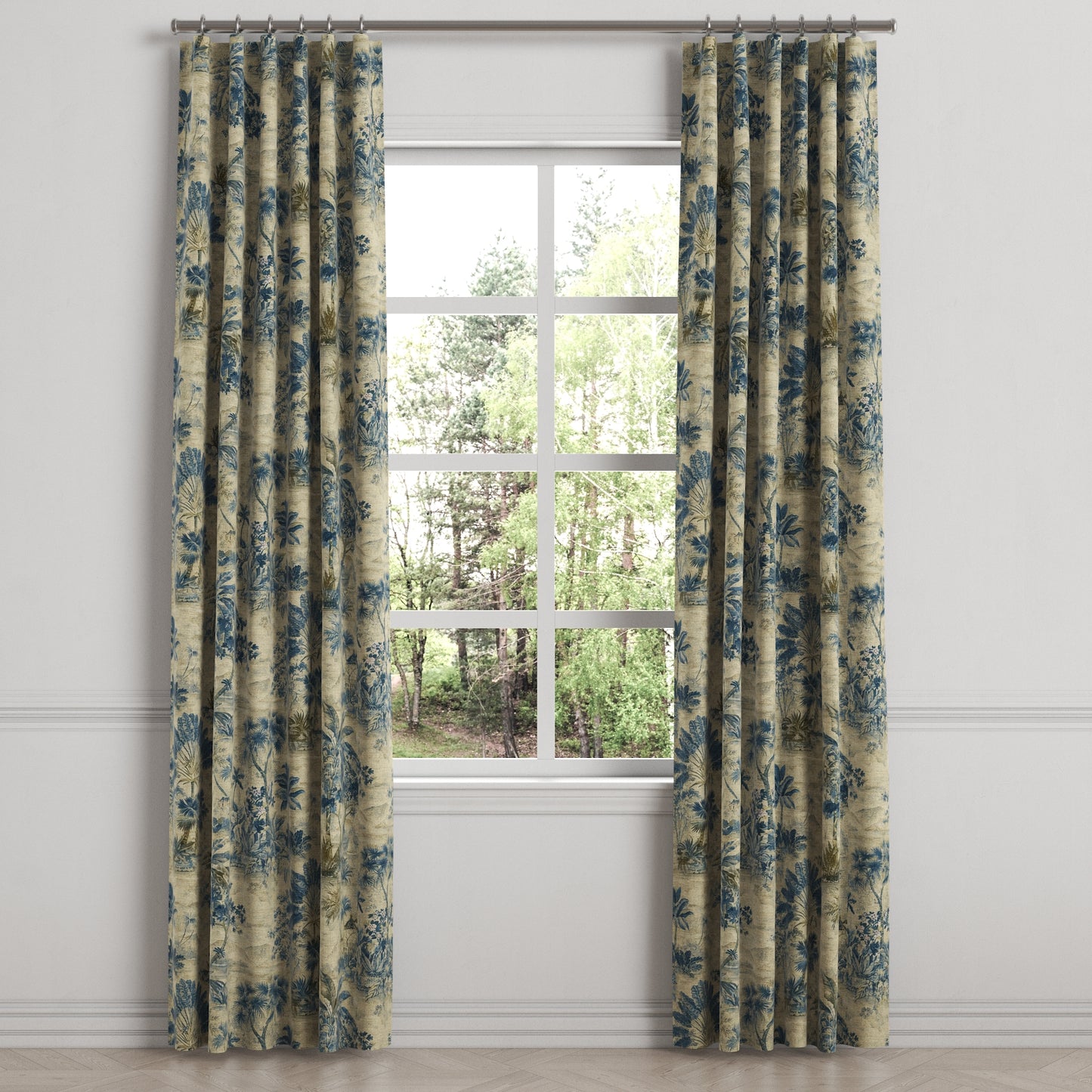 Convertible Drapery in Tropical Toile - Lagoon