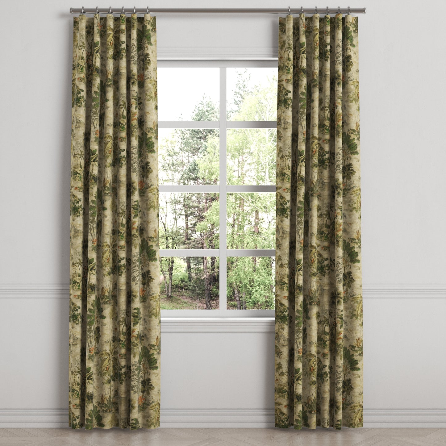 Convertible Drapery in Tropical Toile - Moonstone