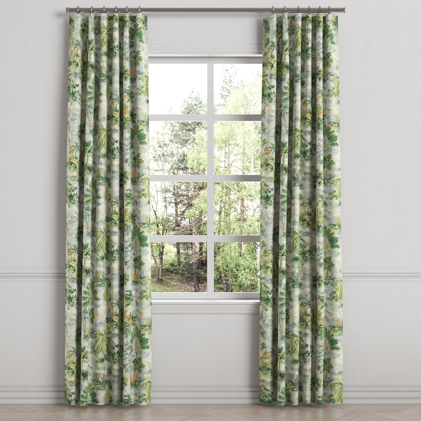 Convertible Drapery in Tropical Toile - Palm