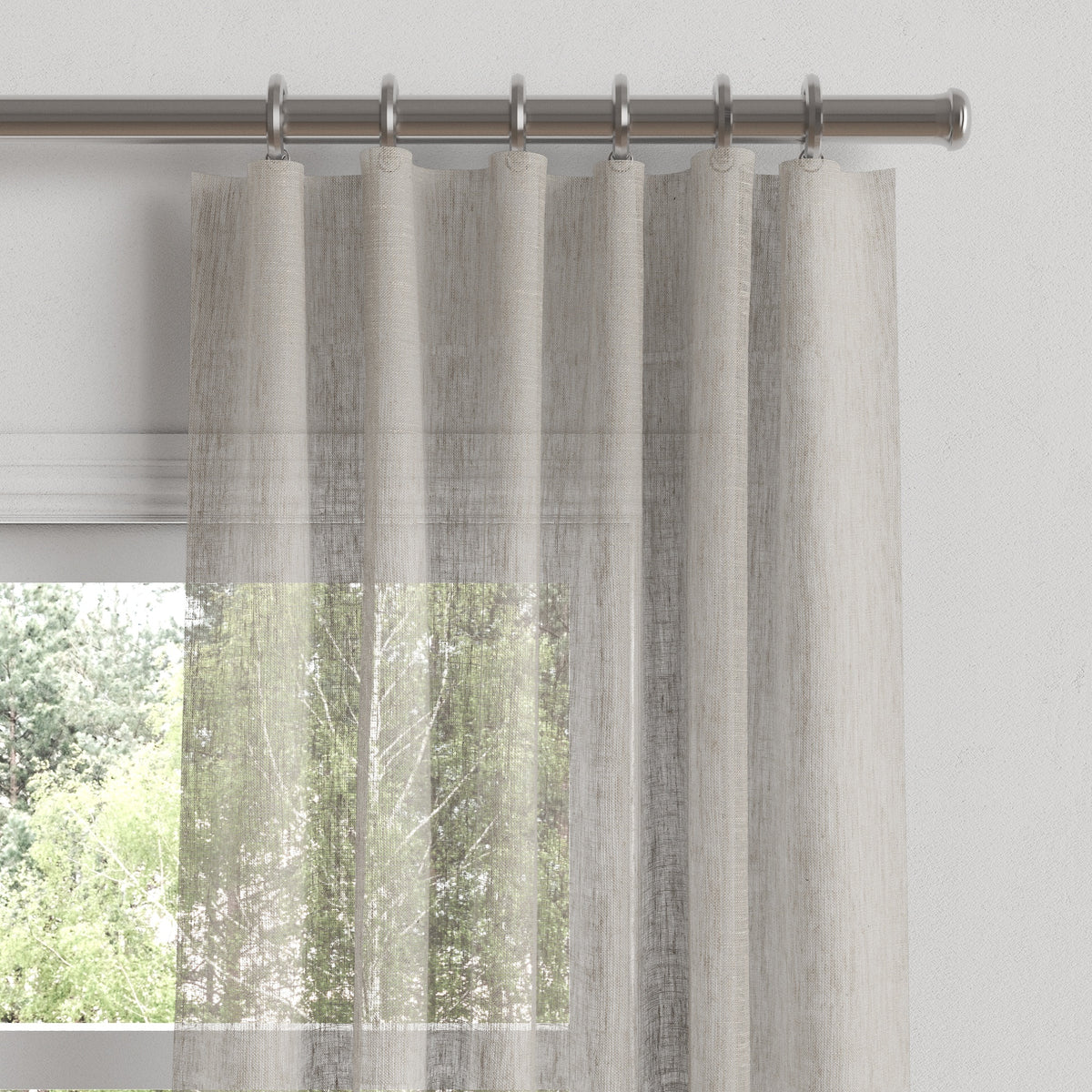 Convertible Drapery in Linen Sheer - Limestone Gray