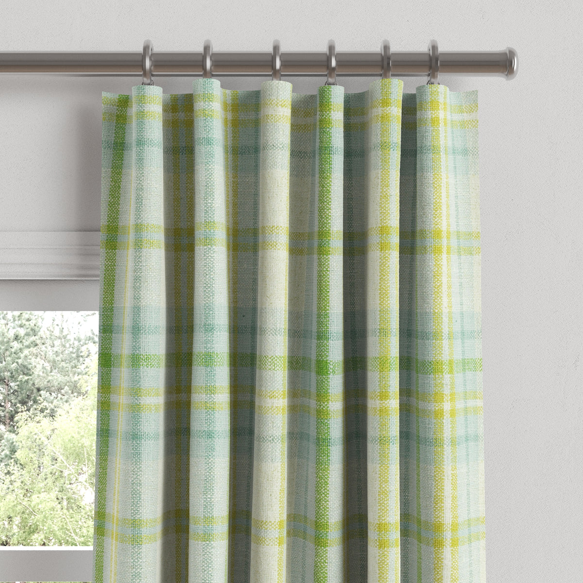 Convertible Drapery in Summer Plaid - Seaglass