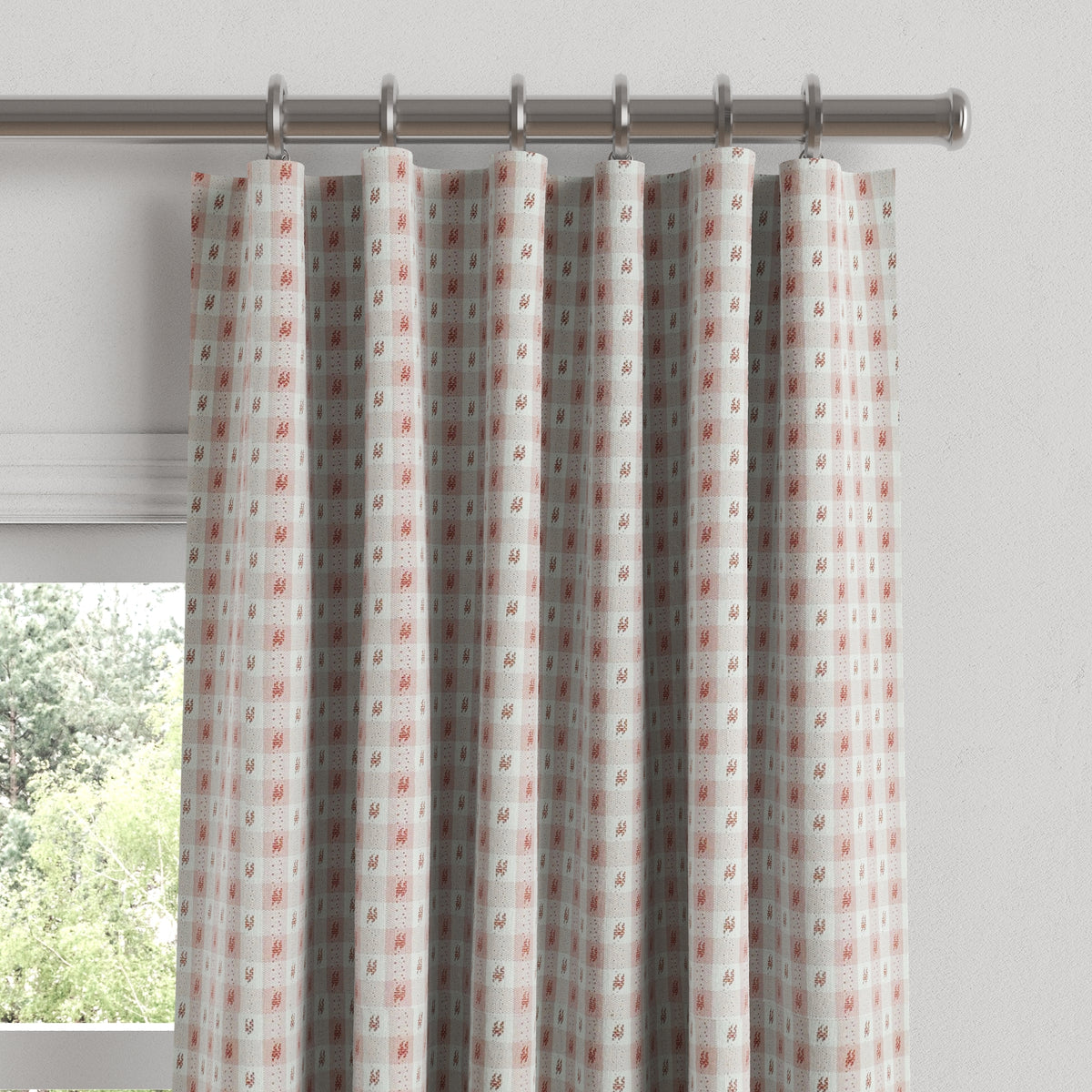 Convertible Drapery in Luxe Gingham - Blush